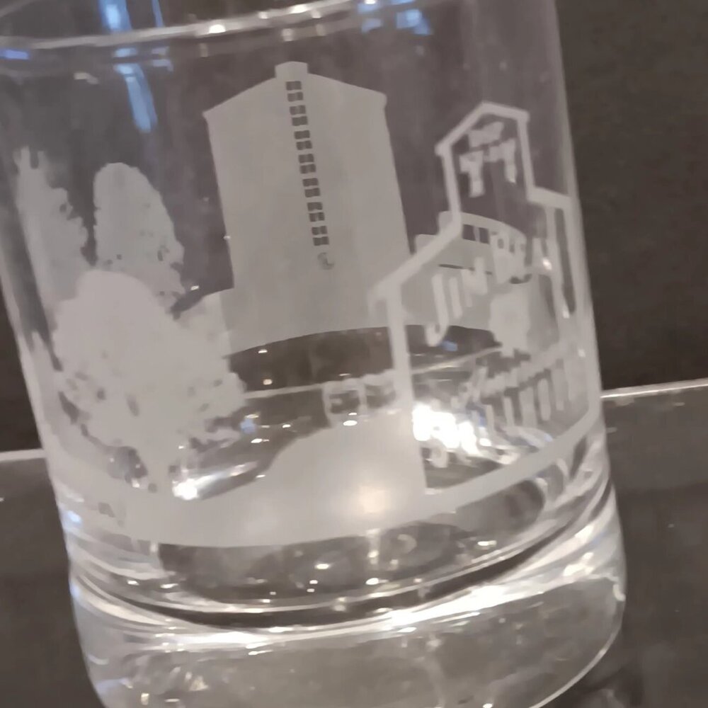 Jim Beam Distillery Double Etched Shot Glass American Stillhouse Clermont KY‎
